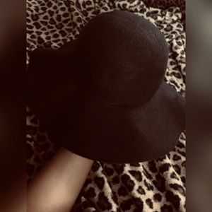 SUMMERTIME! Black Suede type Wide Rim floppy hat